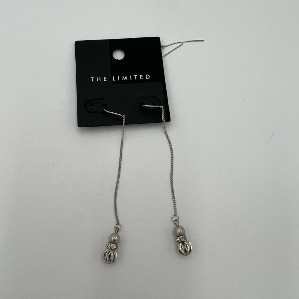 Double Silver Balls with CZ Accent Dangling Earrings